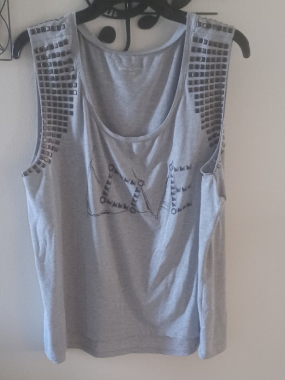 PLUS Lane Bryant Love Studded Crew Neck Grey Metallic Sleeveless Tank 18/20